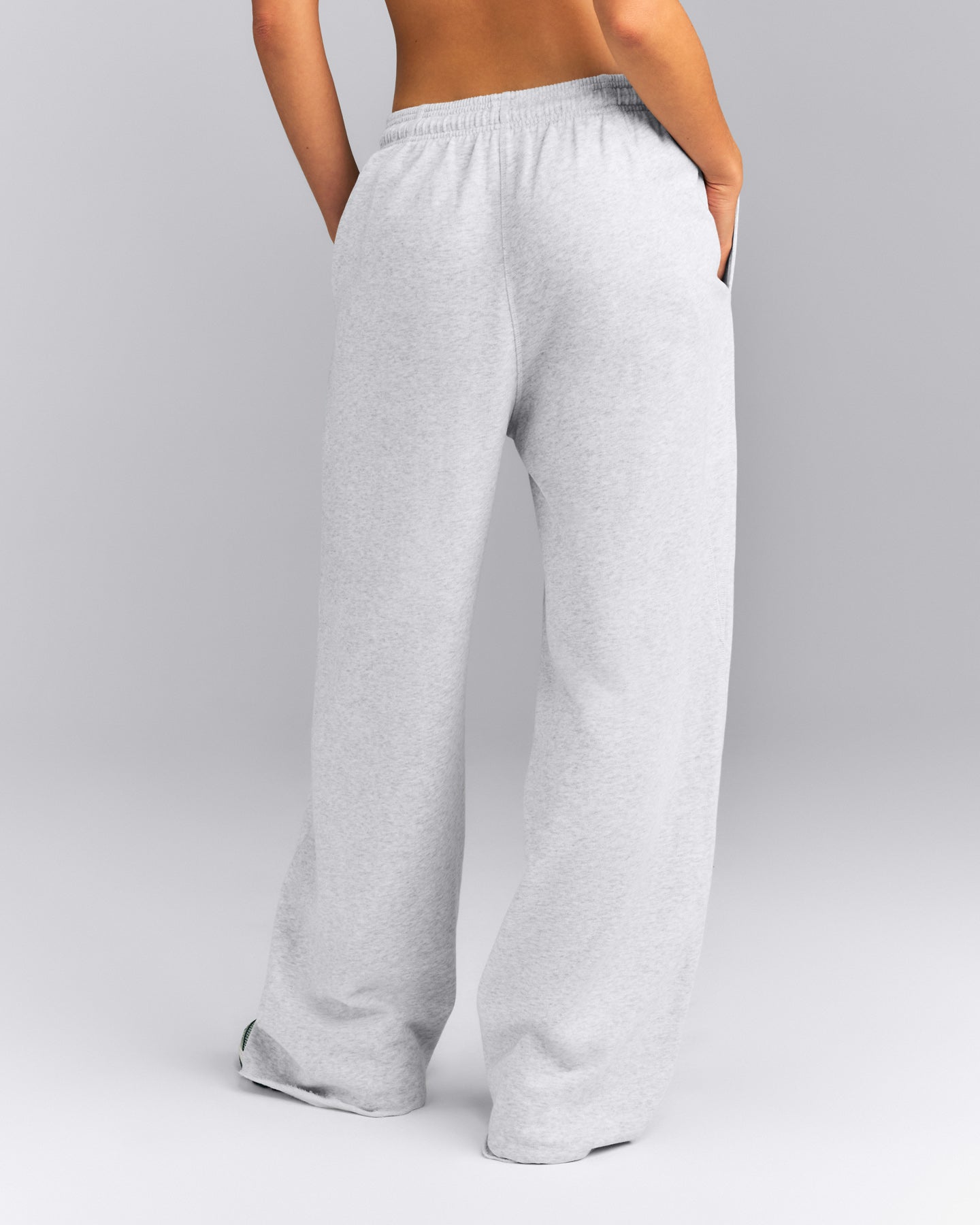Cotton Vintage Lounge Wide Leg Joggers | Light Grey Marl