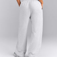 Cotton Vintage Lounge Wide Leg Joggers | Light Grey Marl