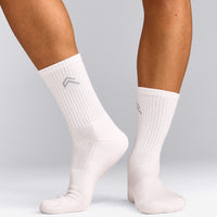 Crew Socks 3 Pack with Grey Logo | White