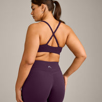 EasyLift™ Cross Back Sports Bra with Grey Logo | Blackberry Purple