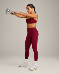 EasyLift™ Cross Back Sports Bra with Grey Logo | Ruby Red