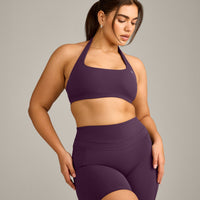 EasyLift™ Halter Bralette with Grey Logo | Blackberry Purple