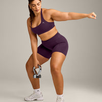 EasyLift™ Halter Bralette with Grey Logo | Blackberry Purple