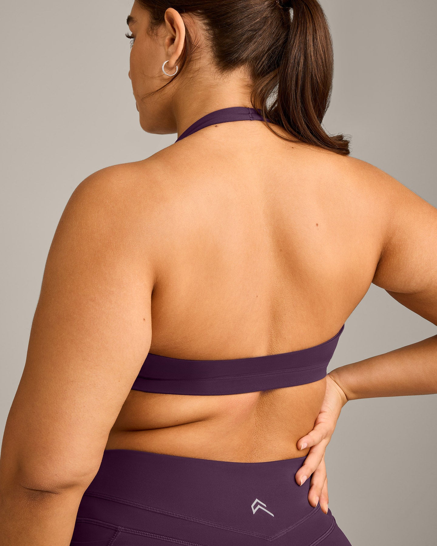 EasyLift™ Halter Bralette with Grey Logo | Blackberry Purple