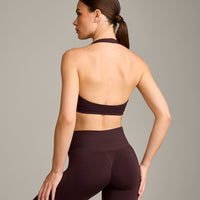 EasyLift™ Halter Bralette with Grey Logo | Plum Brown