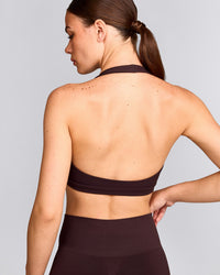 EasyLift™ Halter Bralette with Grey Logo | Plum Brown