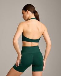 EasyLift™ Halter Bralette with Grey Logo | Racing Green