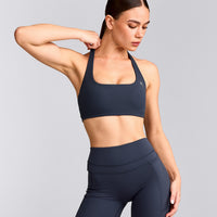 EasyLift™ Halter Bralette with Grey Logo | True Blue