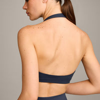 EasyLift™ Halter Bralette with Grey Logo | True Blue
