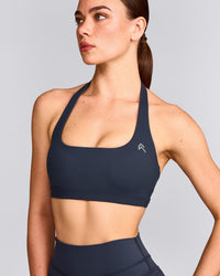 EasyLift™ Halter Bralette with Grey Logo | True Blue