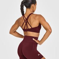 EasyLift™ High Neck Sports Bra with White Logo | Rosewood