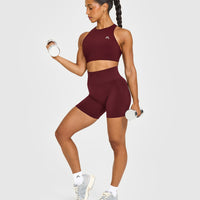 EasyLift™ High Neck Sports Bra with White Logo | Rosewood