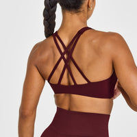 EasyLift™ High Neck Sports Bra with White Logo | Rosewood