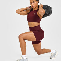 EasyLift™ High Neck Sports Bra with White Logo | Rosewood