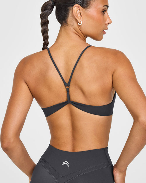 EasyLift™ Ultra Minimal Bralette with White Logo | Coal