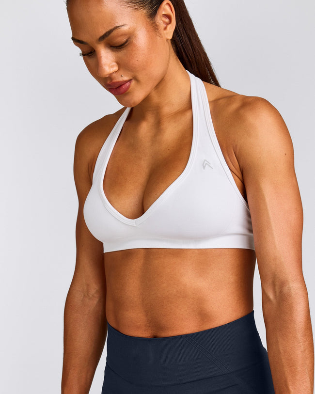 EffortlessLift™ Seamless Halter Neck Sports Bra | White