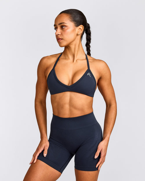 EnhanceLift™ Seamless Minimal Halter Neck Bralette | True Blue
