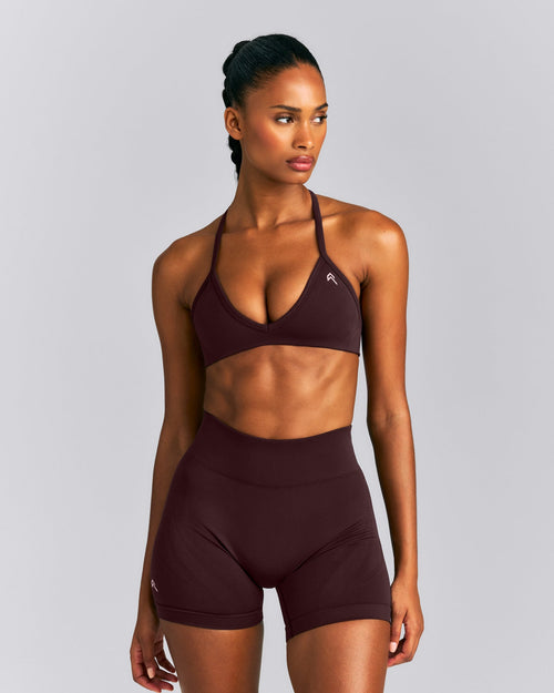 EnhanceLift™ Seamless Minimal Halter Neck Bralette | Plum Brown