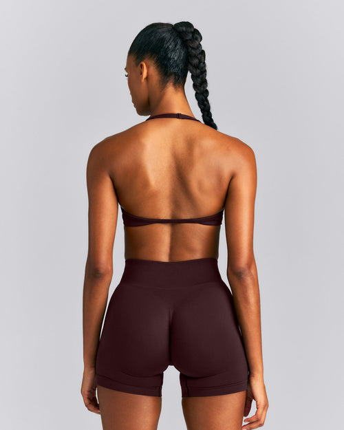 EnhanceLift™ Seamless Minimal Halter Neck Bralette | Plum Brown