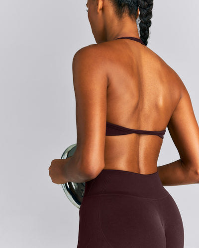 EnhanceLift™ Seamless Minimal Halter Neck Bralette New Branding | Plum Brown