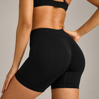 EnhanceLift™ Seamless Shorts with Grey Logo | Black