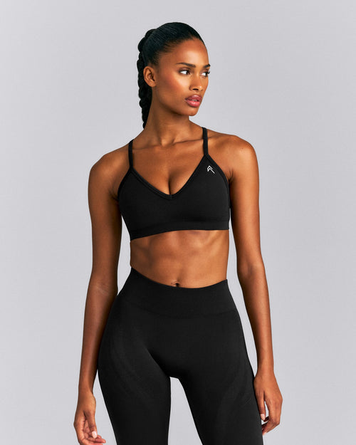 EnhanceLift™ Seamless Strappy Sports Bra | Black