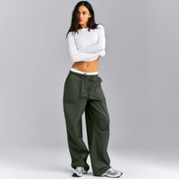 Fitted Cotton Long Sleeve Crew Neck Top | White