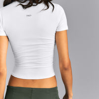 Fitted Cotton Short Sleeve Crew Neck T-Shirt | White