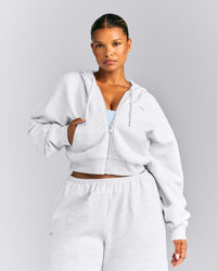 Foundations All Season Cropped Zip Up Hoodie New Branding | Grey Marl