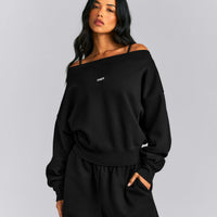 Foundations All Season Crossover Boat Neck Sweatshirt New Branding | Black