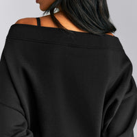 Foundations All Season Crossover Boat Neck Sweatshirt New Branding | Black
