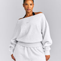 Foundations All Season Crossover Boat Neck Sweatshirt | Grey Marl
