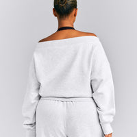 Foundations All Season Crossover Boat Neck Sweatshirt | Grey Marl