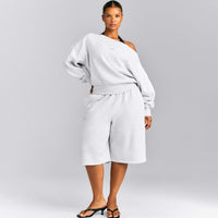 Foundations All Season Crossover Boat Neck Sweatshirt | Grey Marl