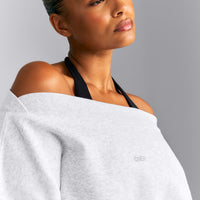 Foundations All Season Crossover Boat Neck Sweatshirt | Grey Marl
