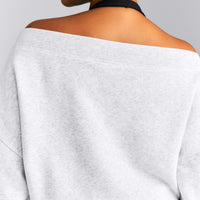 Foundations All Season Crossover Boat Neck Sweatshirt | Grey Marl