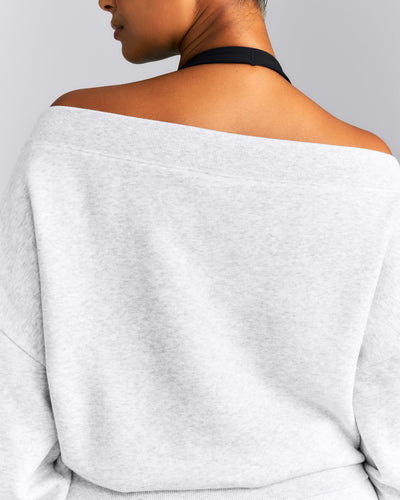 Foundations All Season Crossover Boat Neck Sweatshirt | Grey Marl