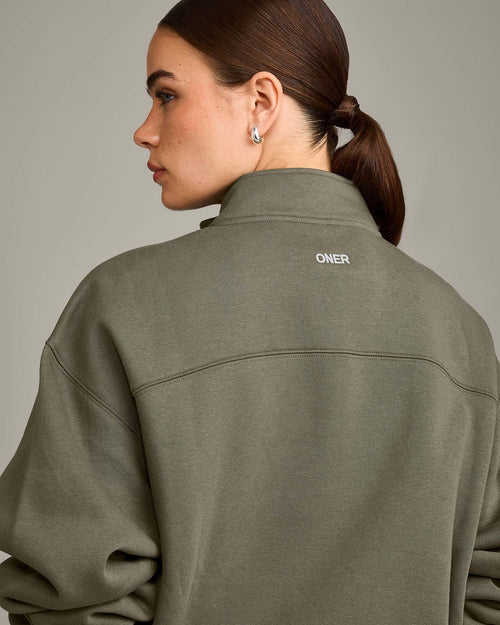 Foundations Cosy 1/4 Zip Sweatshirt | Alpine Green