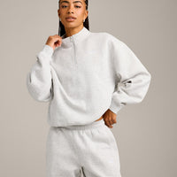 Foundations Cosy 1/4 Zip Sweatshirt | Light Grey Marl