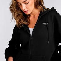 Foundations Cosy Oversized Zip Up Hoodie | Black