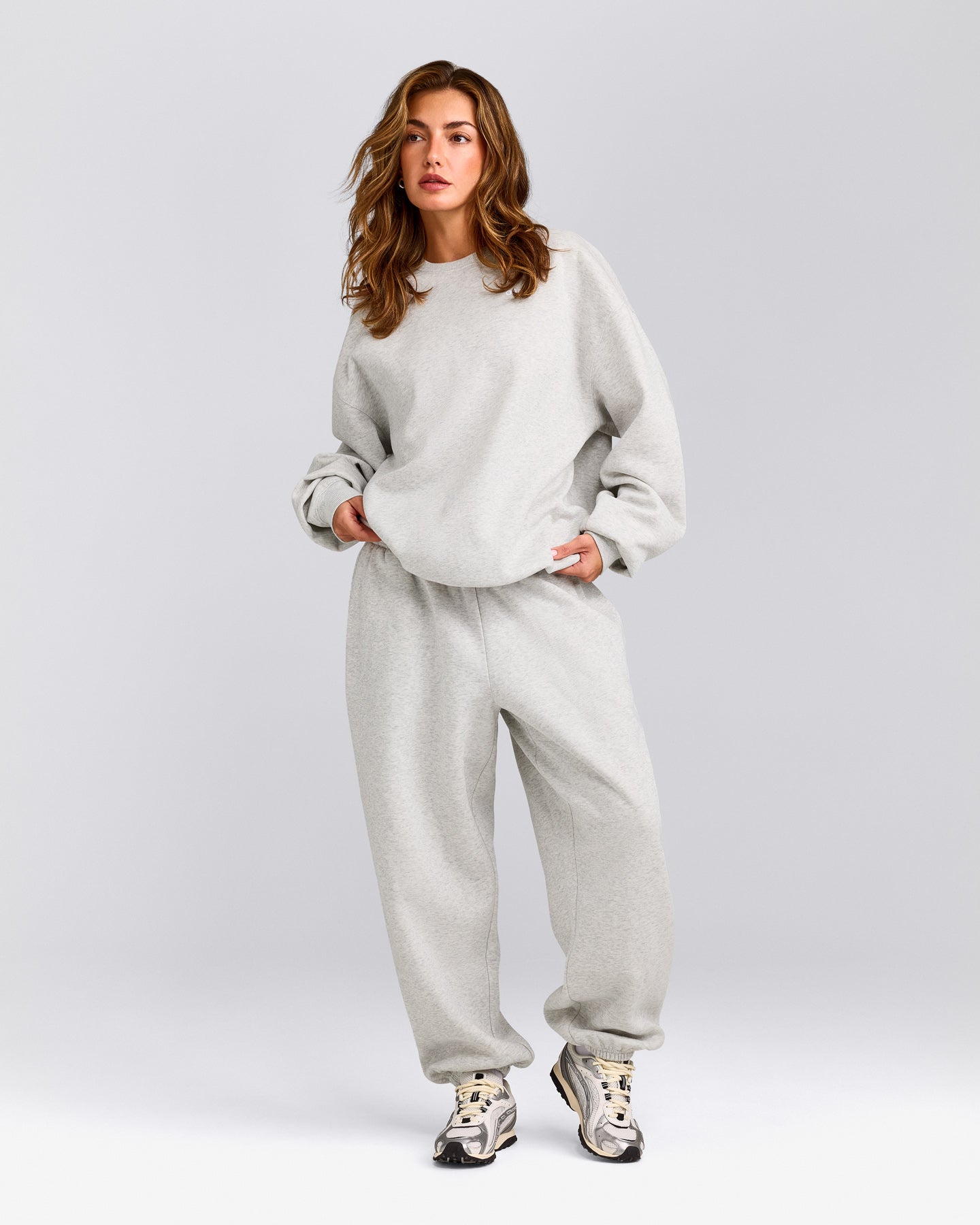 Foundations Cosy Oversized Joggers | Light Grey Marl