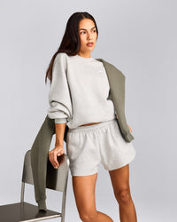 Foundations Cosy Oversized Shorts | Light Grey Marl