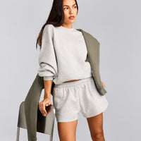 Foundations Cosy Oversized Shorts | Light Grey Marl