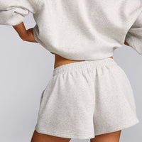 Foundations Cosy Oversized Shorts | Light Grey Marl