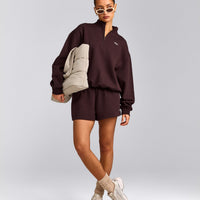 Foundations Cosy Oversized Shorts | Plum Brown