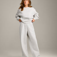 Foundations Cosy Oversized Straight Leg Joggers | Light Grey Marl