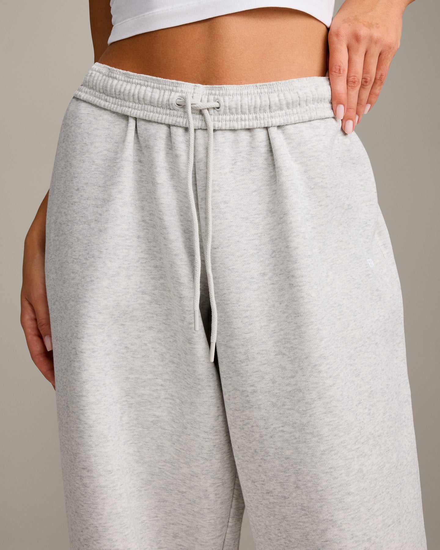 Foundations Cosy Oversized Straight Leg Joggers | Light Grey Marl