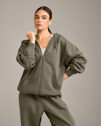 Foundations Cosy Oversized Zip Through Hoodie | Alpine Green