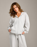 Foundations Cosy Oversized Zip Through Hoodie | Light Grey Marl