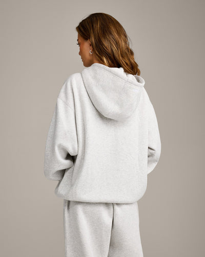 Foundations Cosy Oversized Zip Through Hoodie | Light Grey Marl